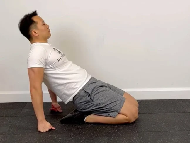 Reclined Kneel Stretch Rehab Hero